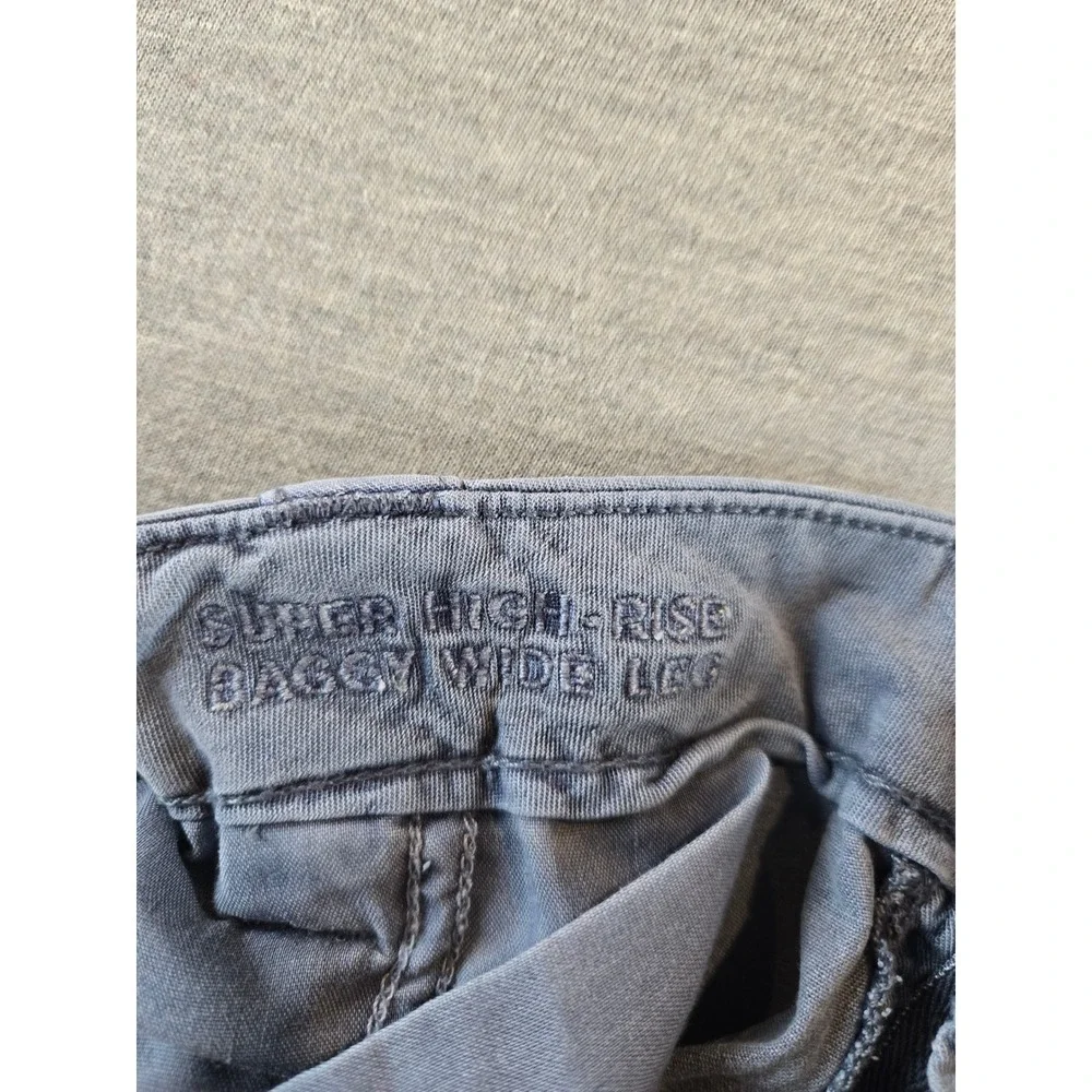 American Eagle Cargo Pants‎ Women 12 Blue Super High Rise Baggy Wide Leg Utility
